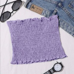 Light Purple Frill Trim Shirred Tube Top